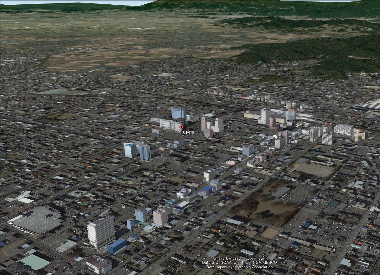 Googleアース 太田市 一部3D