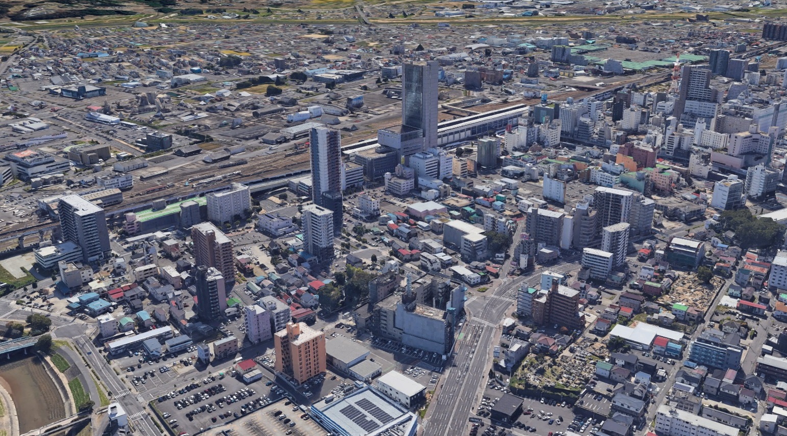 【グーグルアース】福島県郡山市中心市街地 2024年8月取得