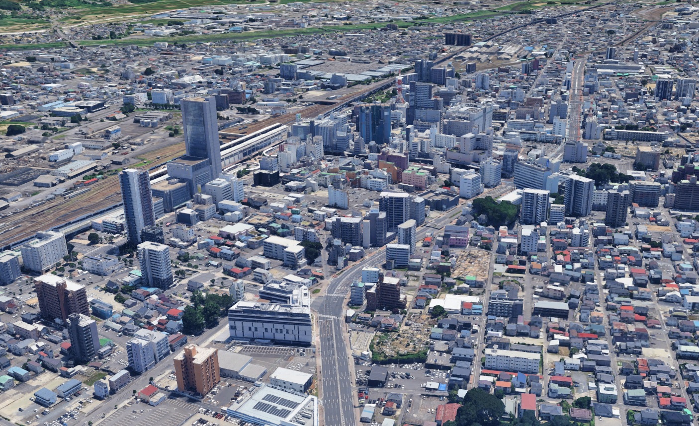 【グーグルアース】福島県郡山市中心市街地 2025年11月取得