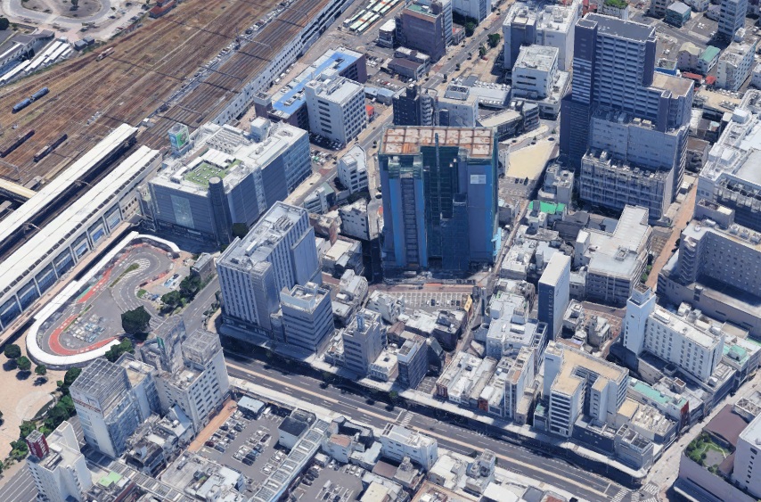 【グーグルアース】福島県郡山市 3Dイメージ更新後 プラウドタワー郡山