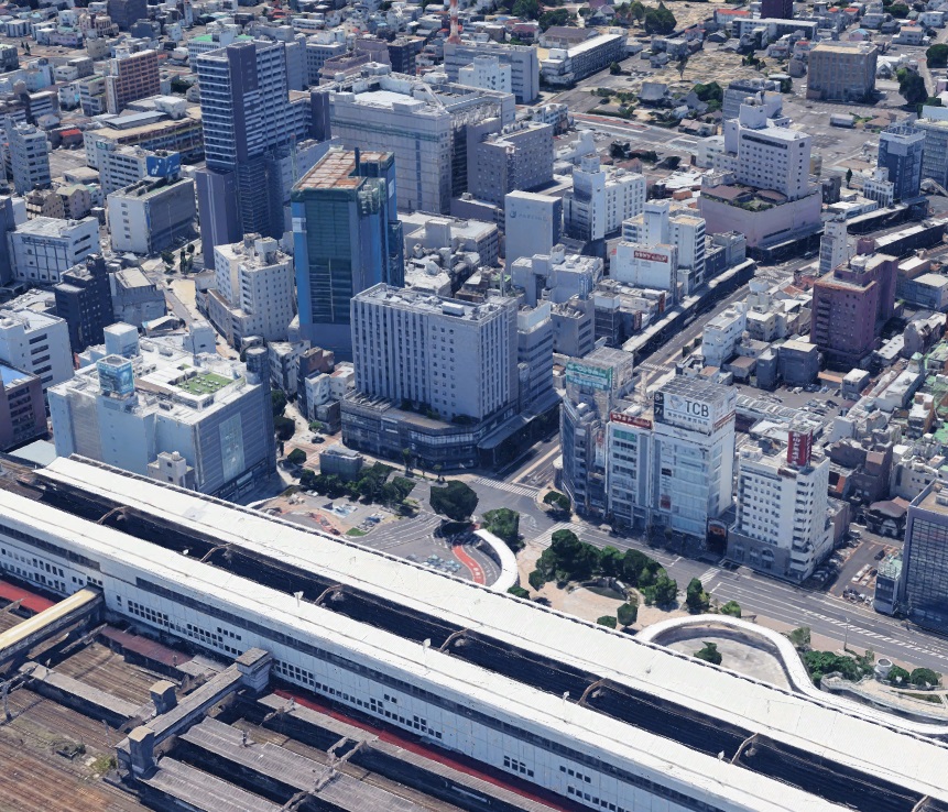 【グーグルアース】福島県郡山市 3Dイメージ更新後 プラウドタワー郡山