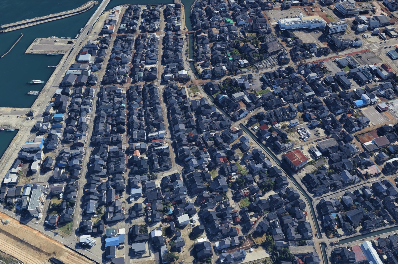 【グーグルアース】富山県射水市新湊 3D 放生津地区