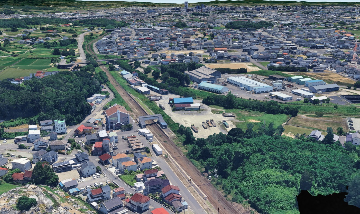 グーグルアース新3Dエリア 東北本線日和田駅