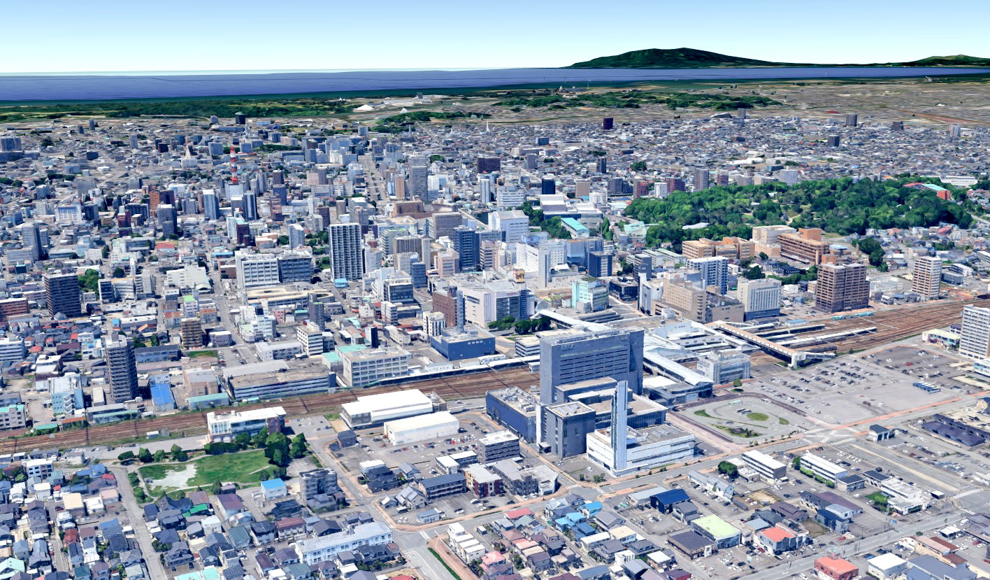 Google Earth 秋田県 秋田市 3D