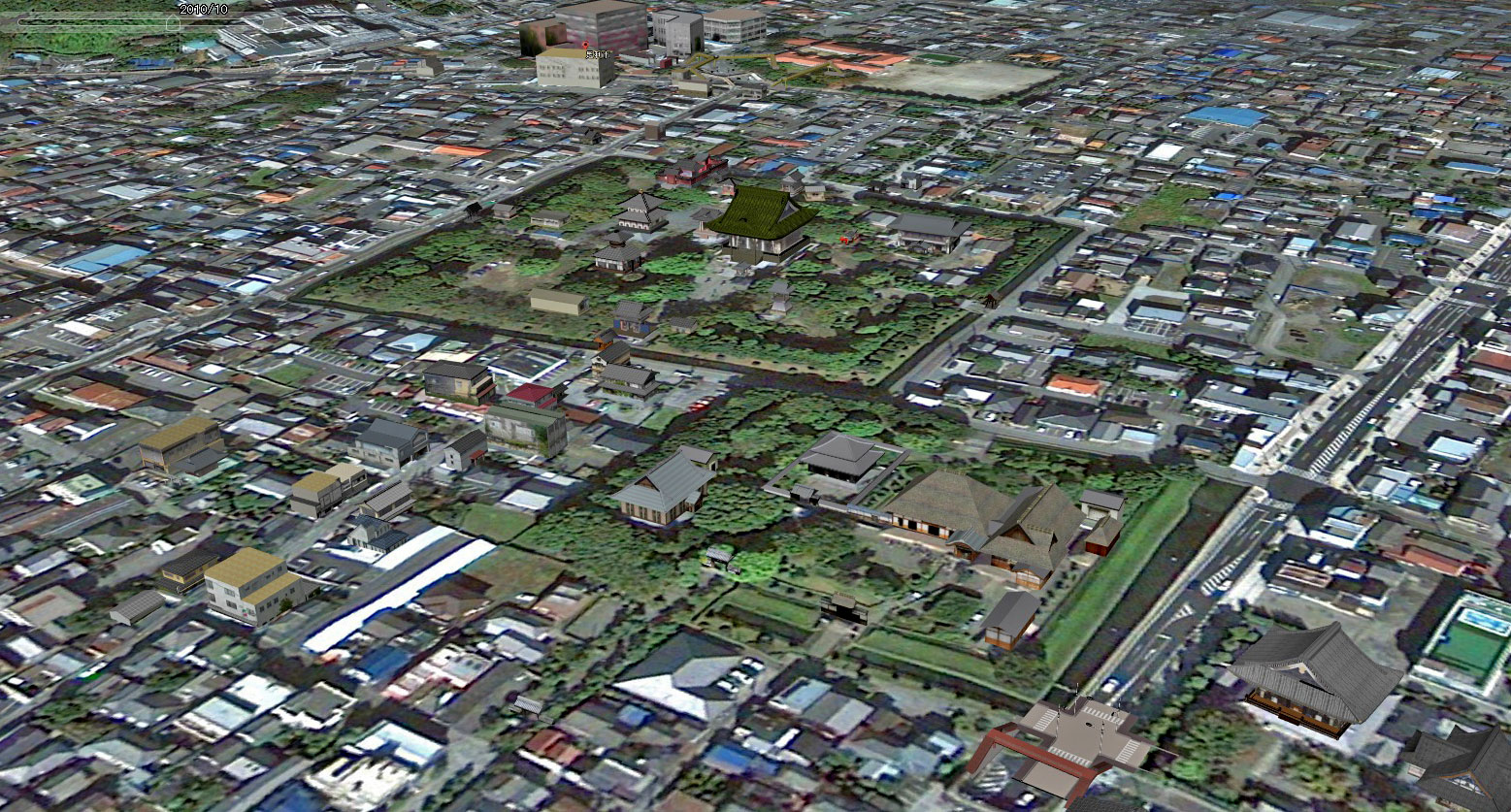 Google Earth 栃木県足利市 過去画像(2010年)による2D表示