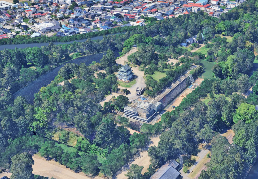 Google Earth 弘前城(青森県弘前市)天守移動中 3D