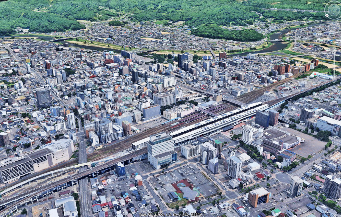Google Earth 福島県福島市 3D表示