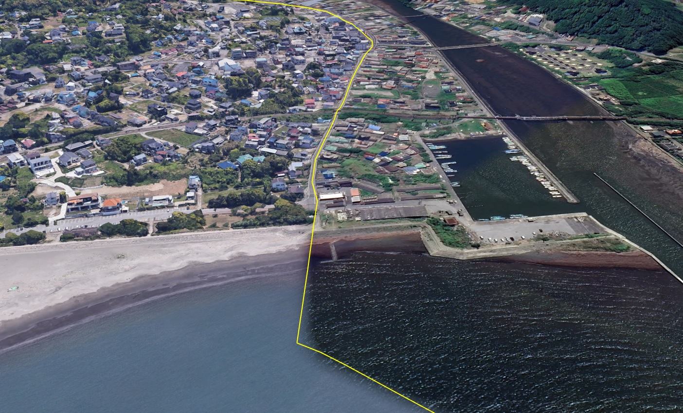 Google Earth 千葉県富津市 上総湊港付近