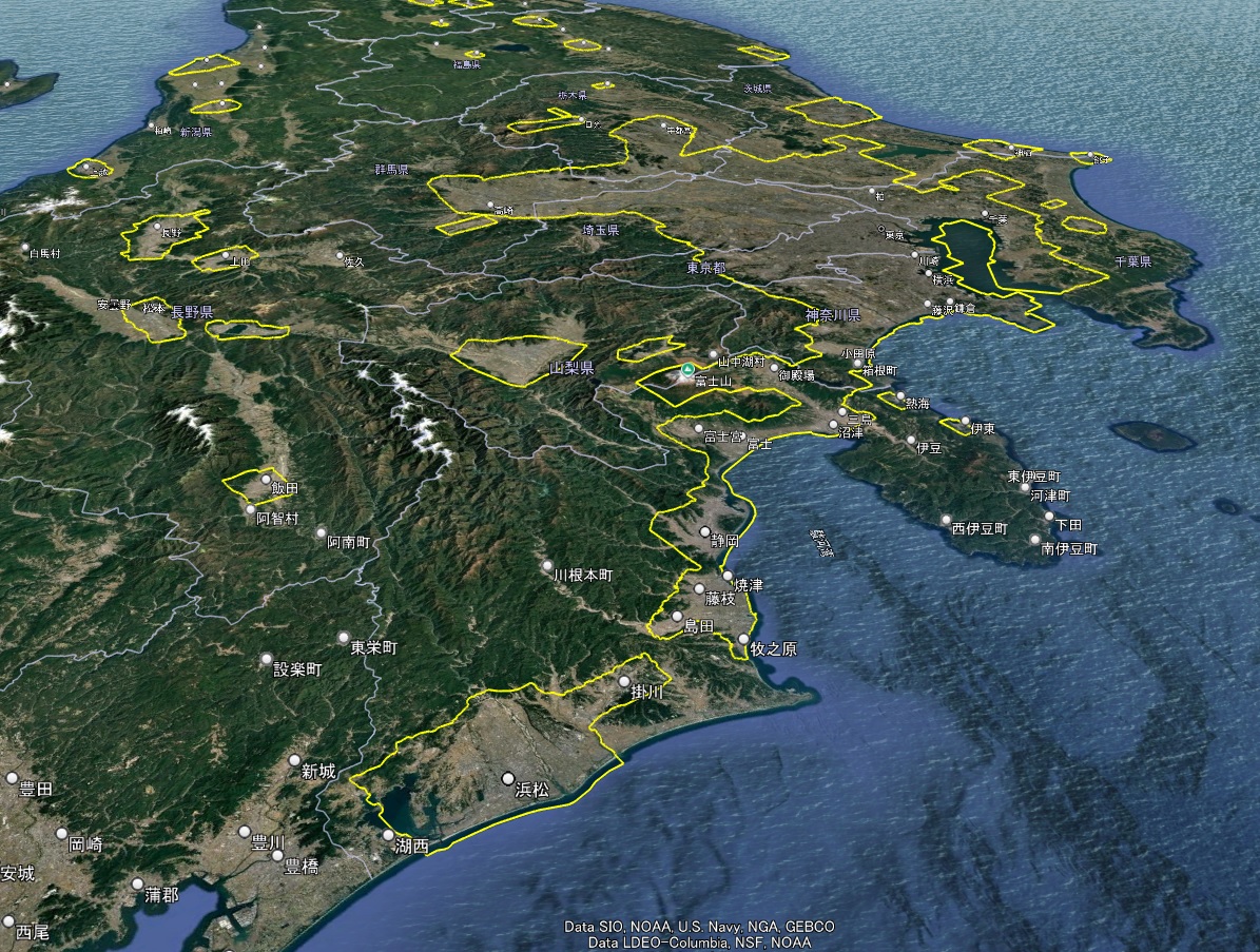 Google Earth 首都圏 3D表示エリア