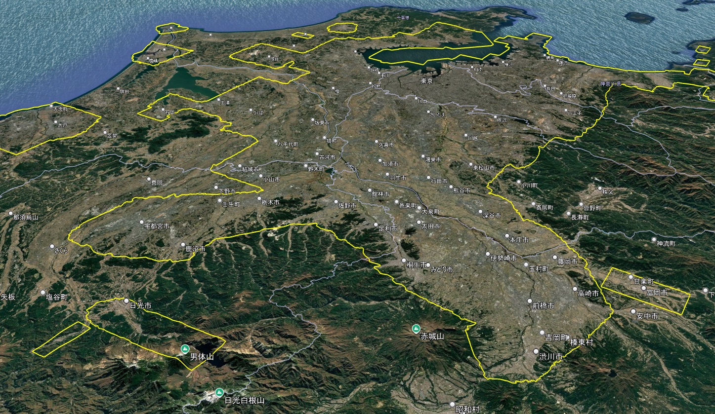 Google Earth 首都圏 3D表示エリア