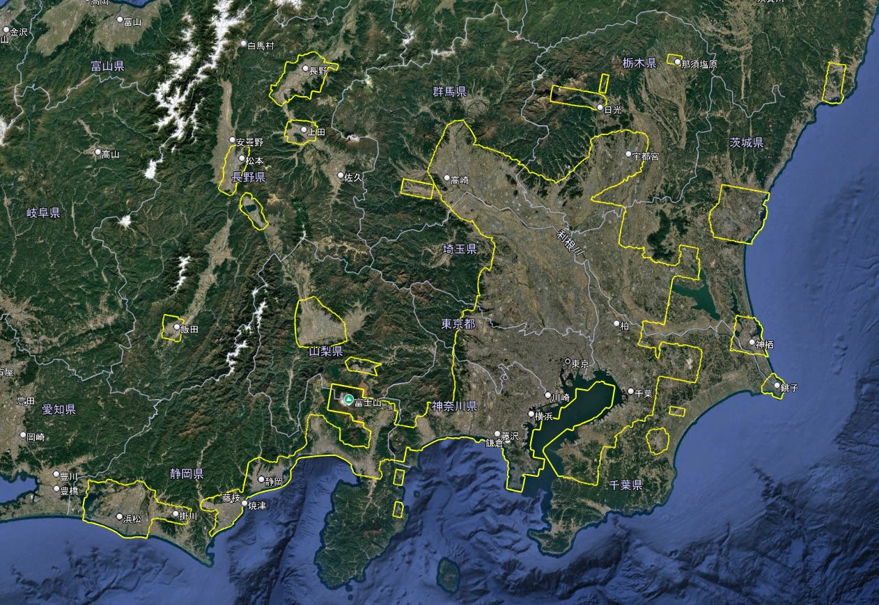 Google Earth 首都圏 3D表示エリア