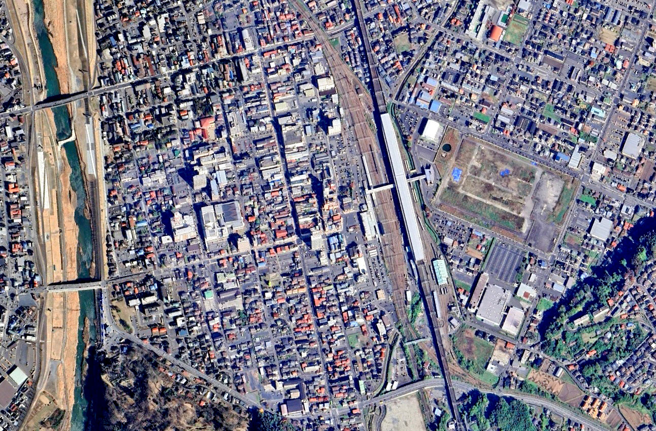 Google Earth 岩手県 一関市 市街地 2D画像