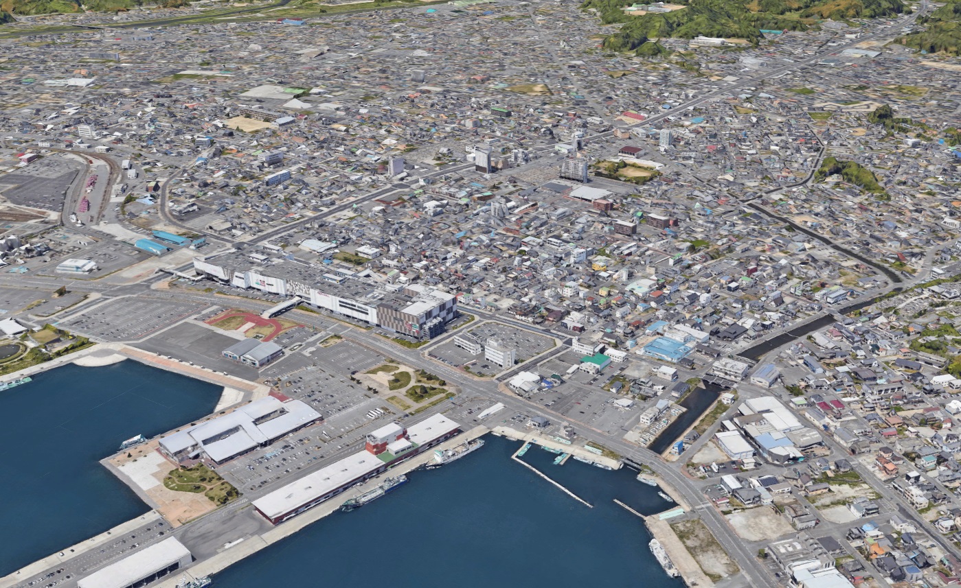 Google Earth 福島県いわき市小名浜地区 3D表示