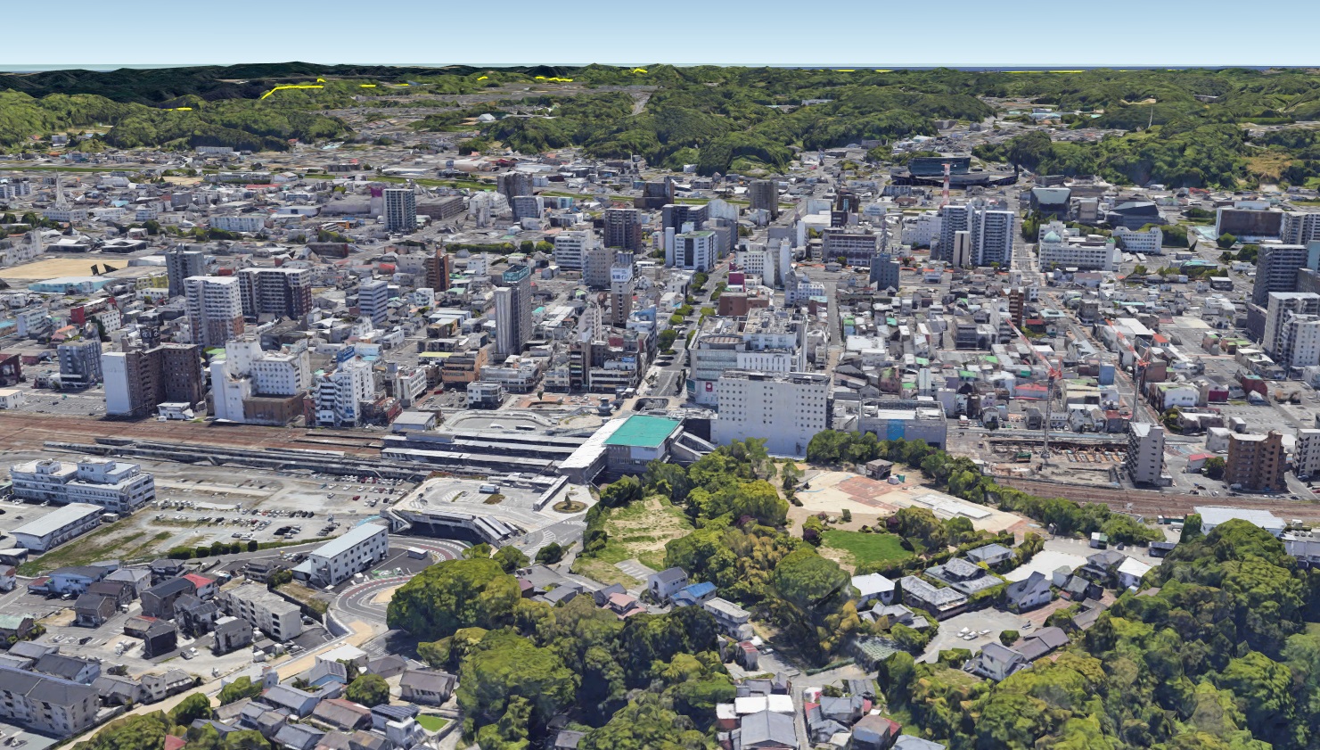 Google Earth 福島県いわき市平地区 3D表示