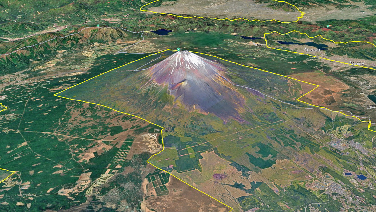 Google Earth 静岡県 富士山 周辺 3D表示エリア