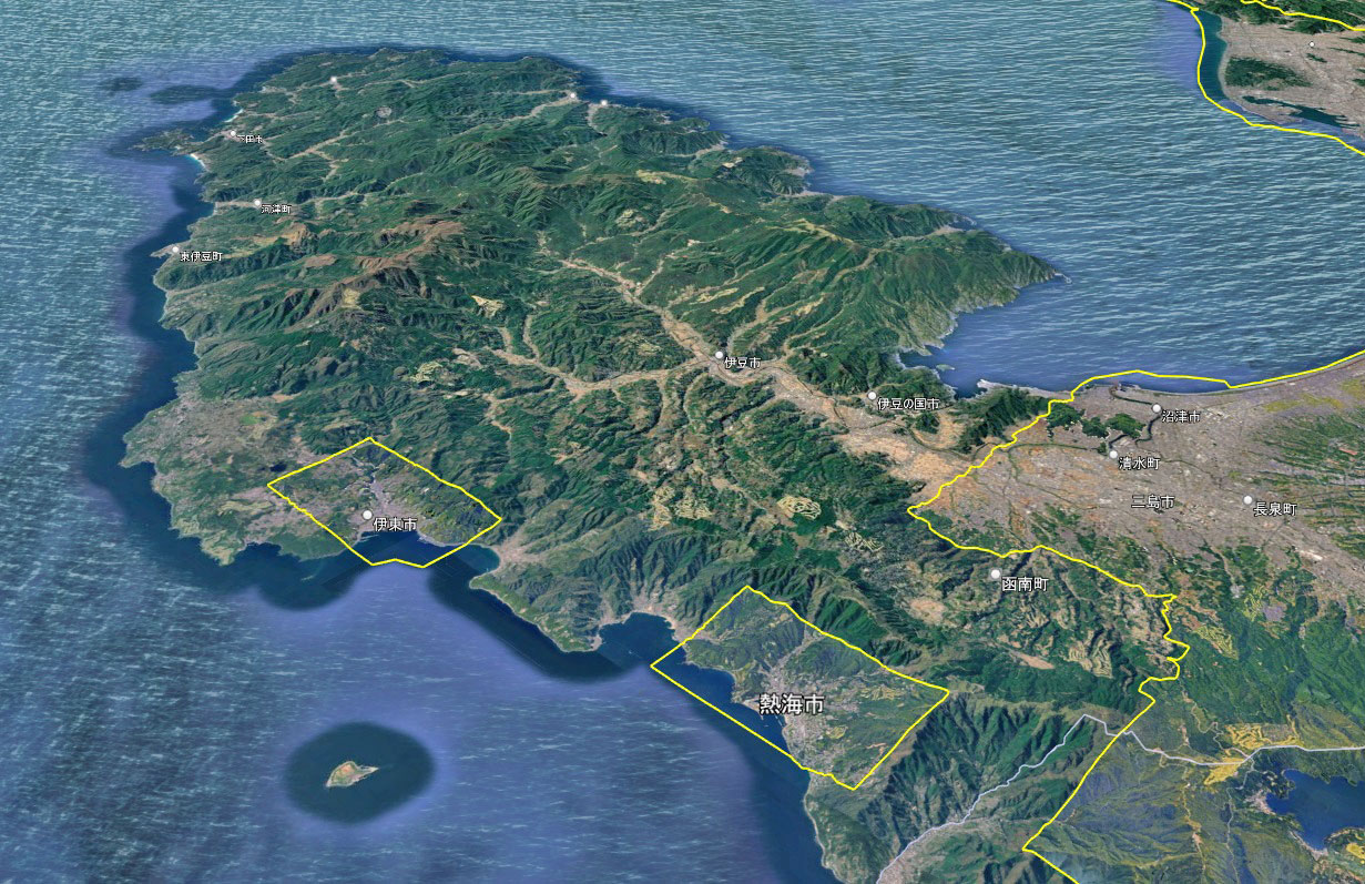 Google Earth 静岡県 熱海/伊東 3D表示エリア