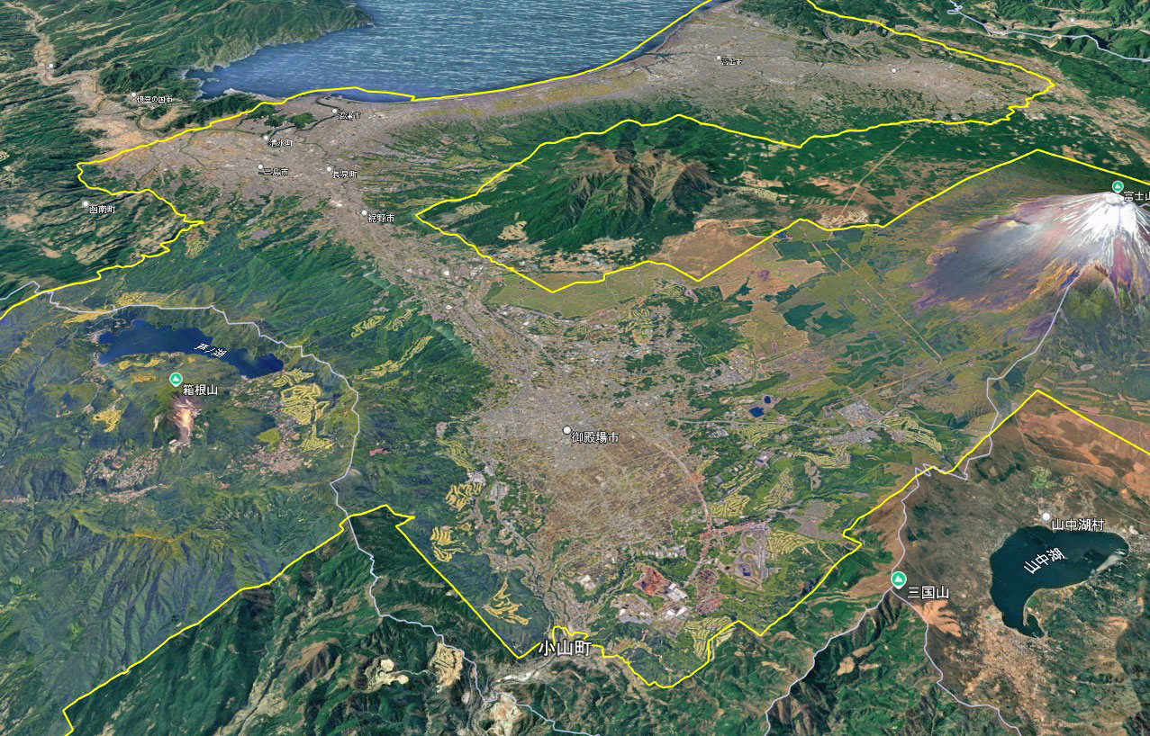 Google Earth 静岡県 御殿場市周辺 3D表示エリア