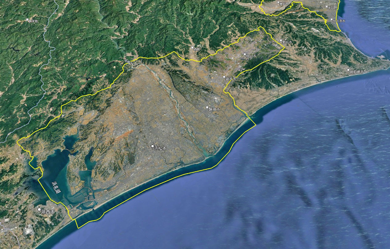 Google Earth 静岡県 浜松市 周辺 3D表示エリア