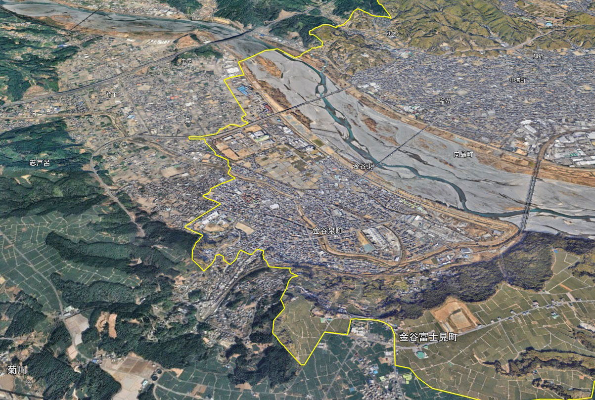 Google Earth 静岡県 島田市 周辺 2.5D表示エリア