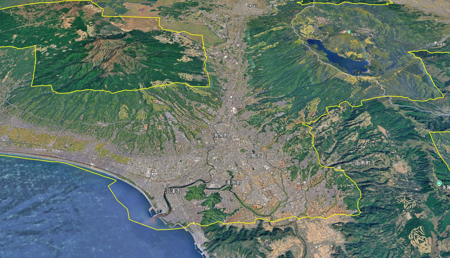 Google Earth 静岡県 東部 周辺 3D表示エリア