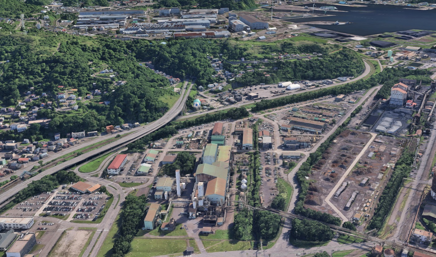 次に写真に説明を加えます。Google Earth 3D 室蘭市 初代 室蘭駅 考察