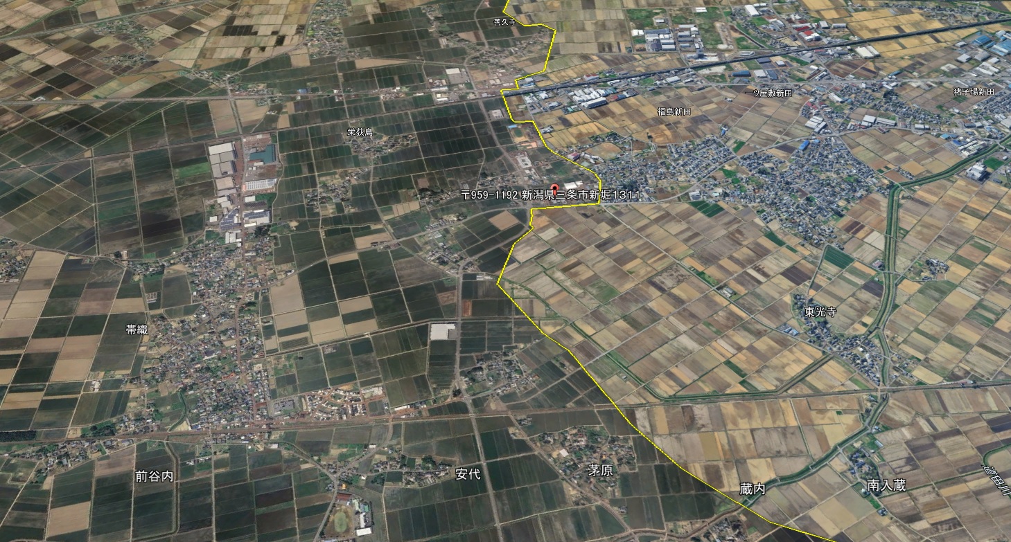 Google Earth 新潟県 三条市栄 2.5D表示エリア
