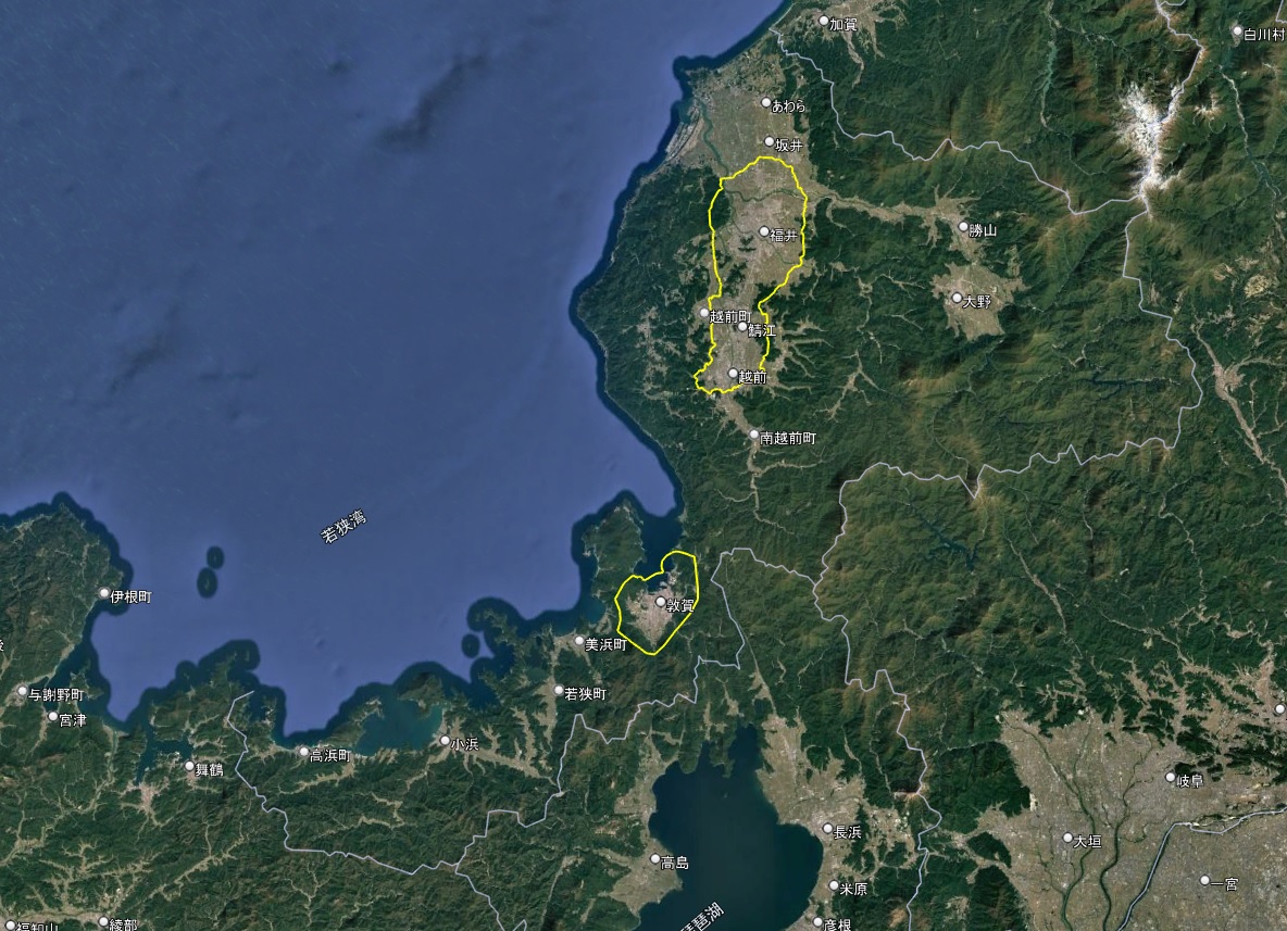 Google Earth 福井県 3D表示エリア