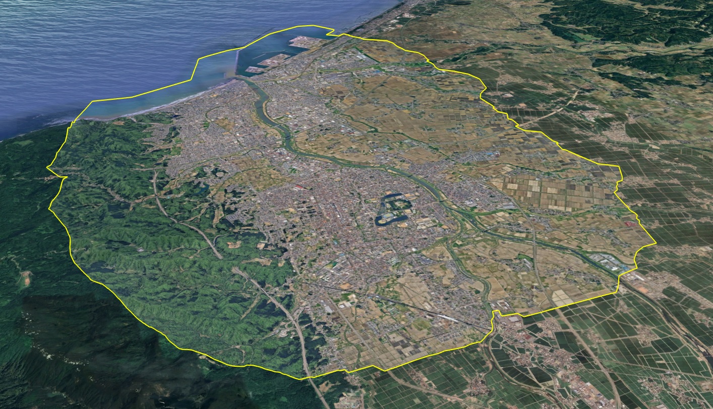 Google Earth 新潟県 上越市 3D表示エリア
