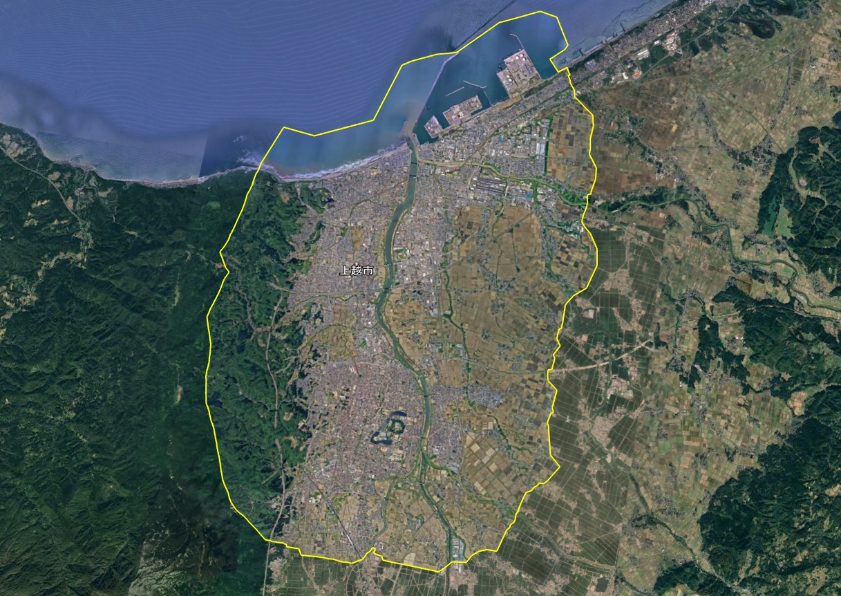 Google Earth 新潟県 上越市 3D表示エリア
