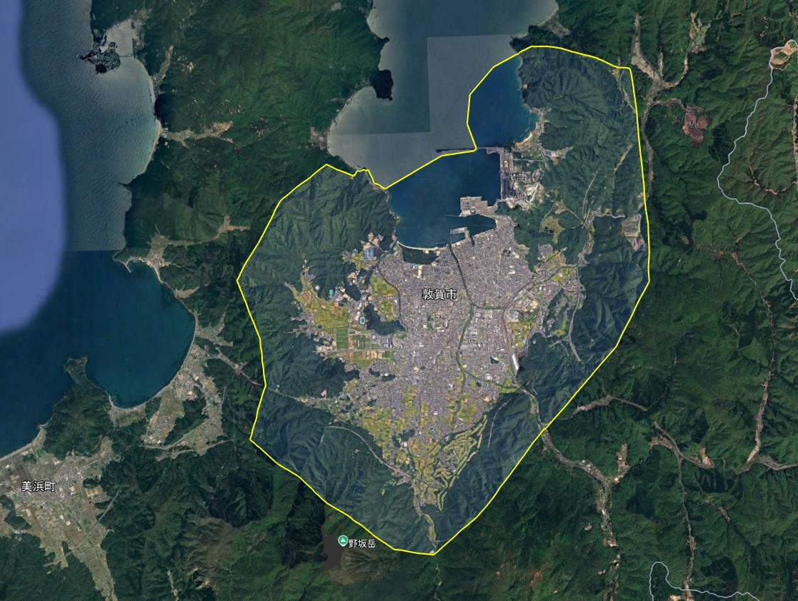 Google Earth 福井県敦賀市周辺 3D表示エリア