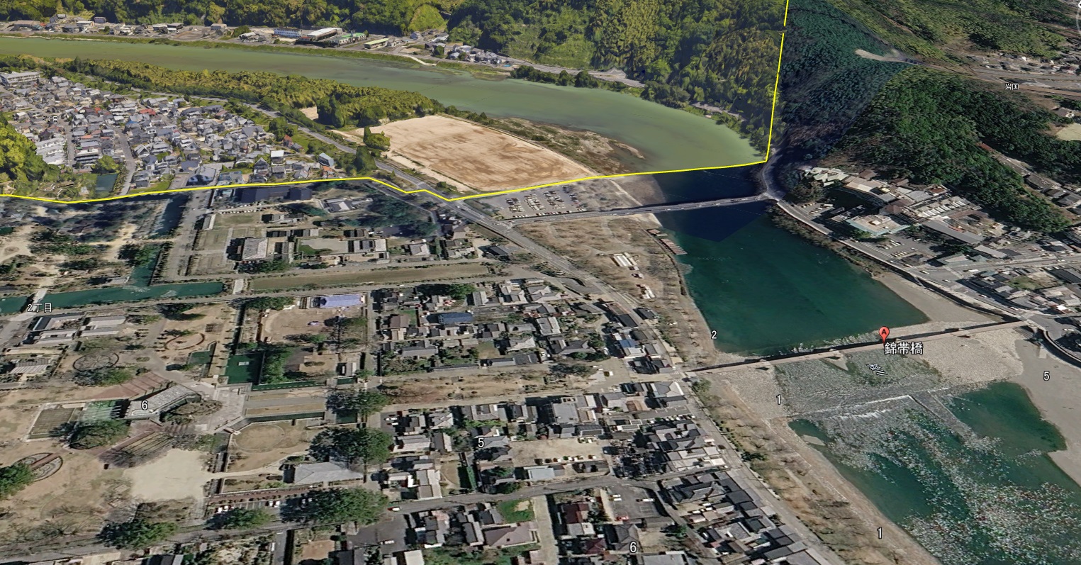 【Google Earth 岩国市】錦帯橋(3D表示エリア)