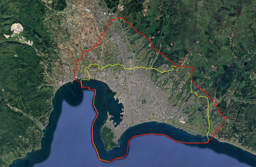 【Google Earth 3D表示エリア拡大】北海道 函館市:拡大前後