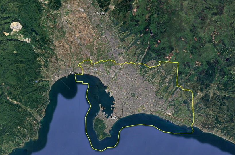 【Google Earth 3D表示エリア拡大】北海道 函館市:拡大前