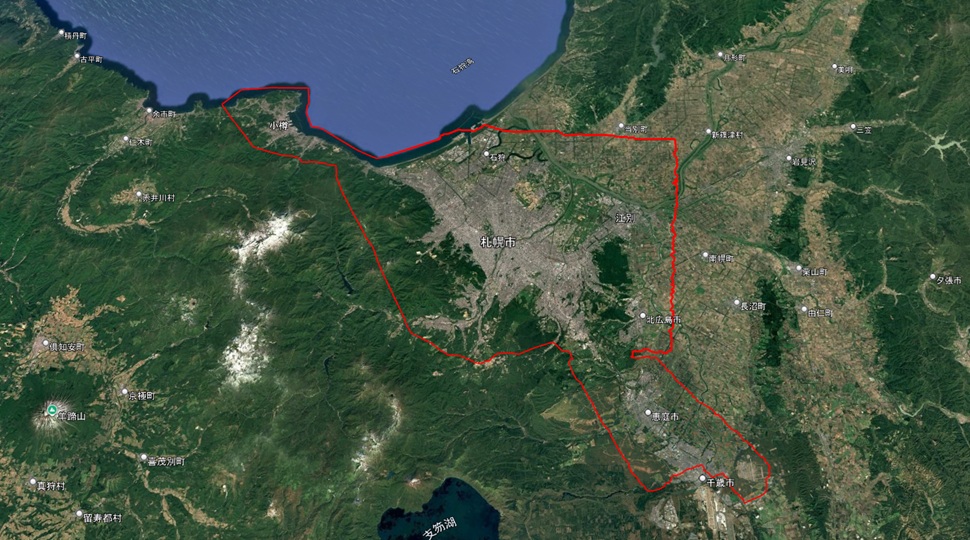 【Google Earth 3D表示エリア拡大】北海道 札幌市周辺・小樽市・恵庭市周辺:合体後