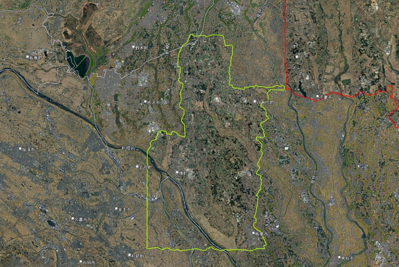 【Google Earth 2D飛び地表示エリア】関東 拡大前