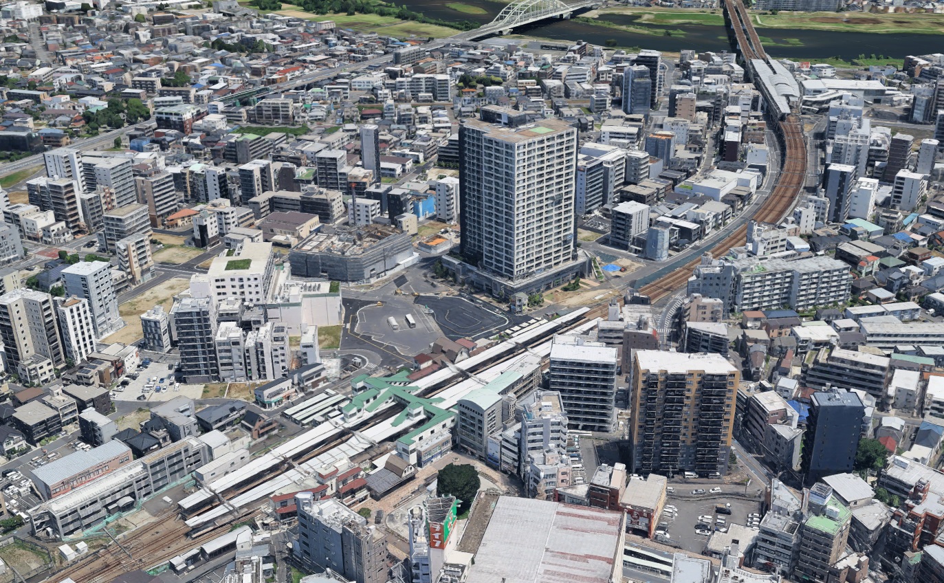 Google Earth 3D 神奈川県 川崎市 向ヶ丘遊園駅 北口 駅前 最新