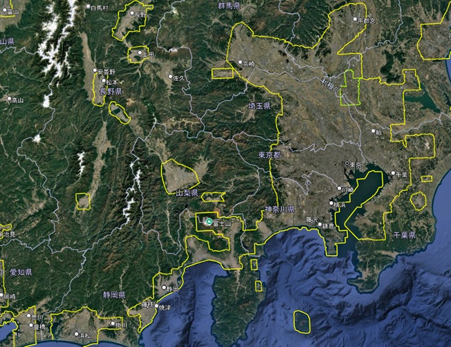 【Google Earth 3D表示エリア】首都圏・関東・静岡一大3D表示エリア:伊豆地方拡大前
