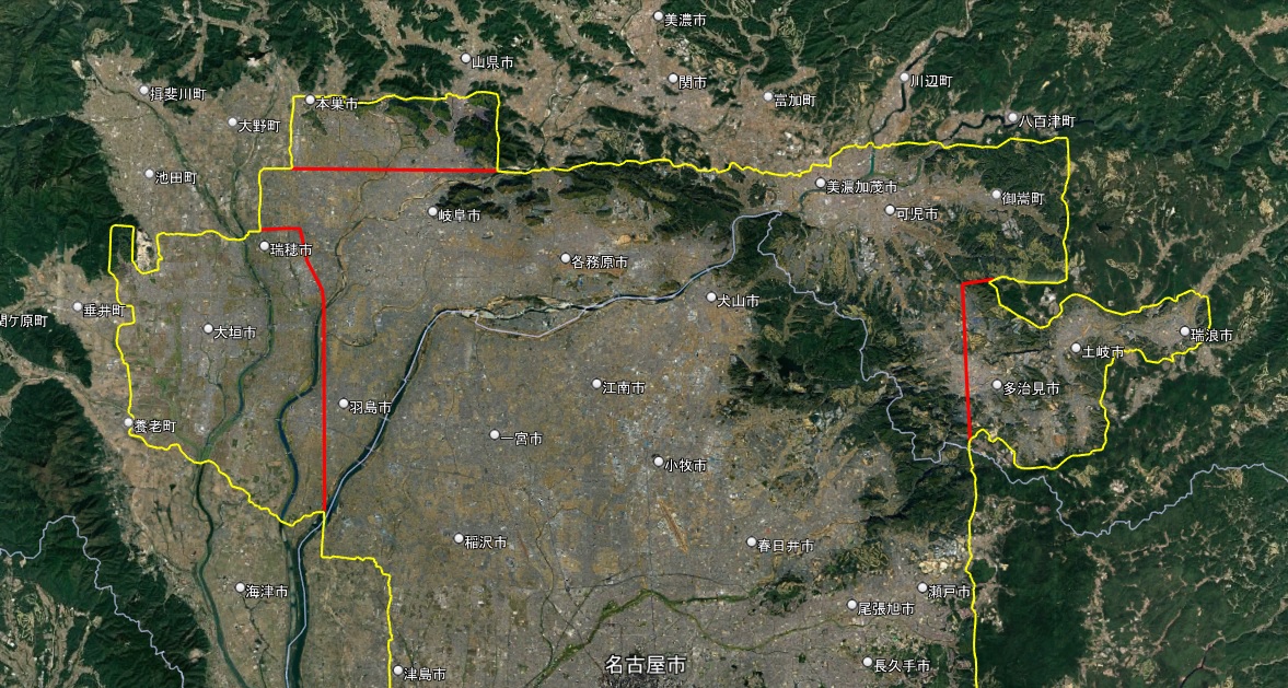 Google Earth 岐阜県3D表示エリア 比較 2023年4月と2026年6月