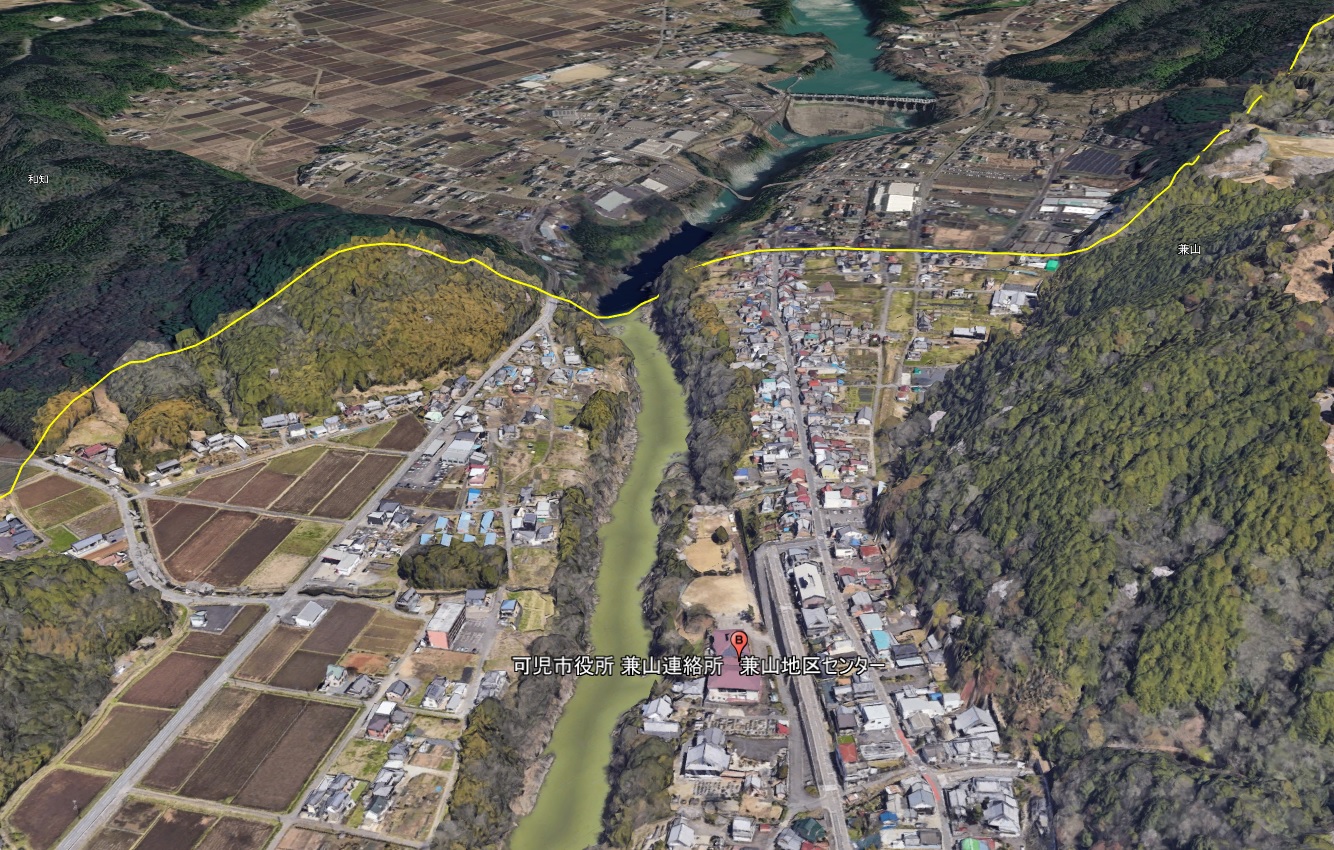 Google Earth 岐阜県 兼山町(現 可児市)3D表示エリア