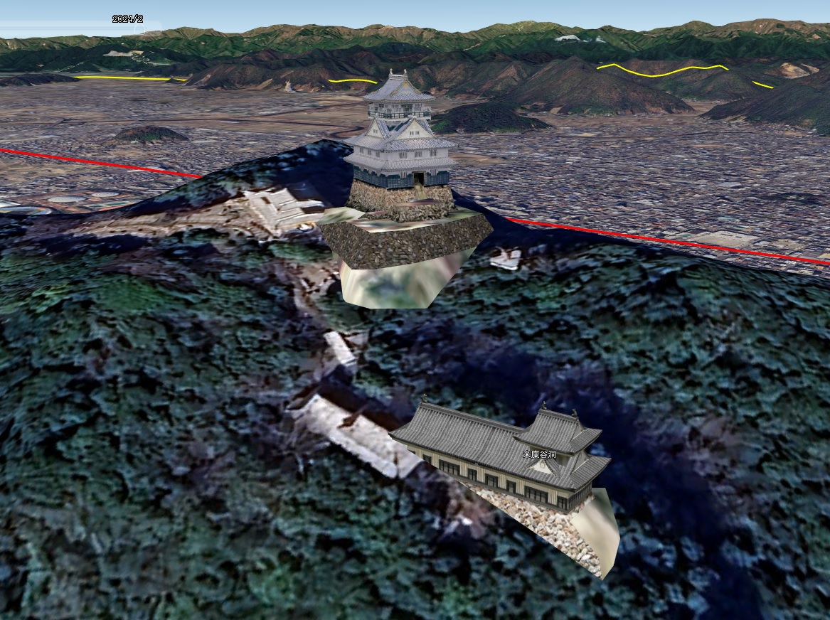 岐阜城(稲葉山城)-グーグルアース 2D街/3Dお城