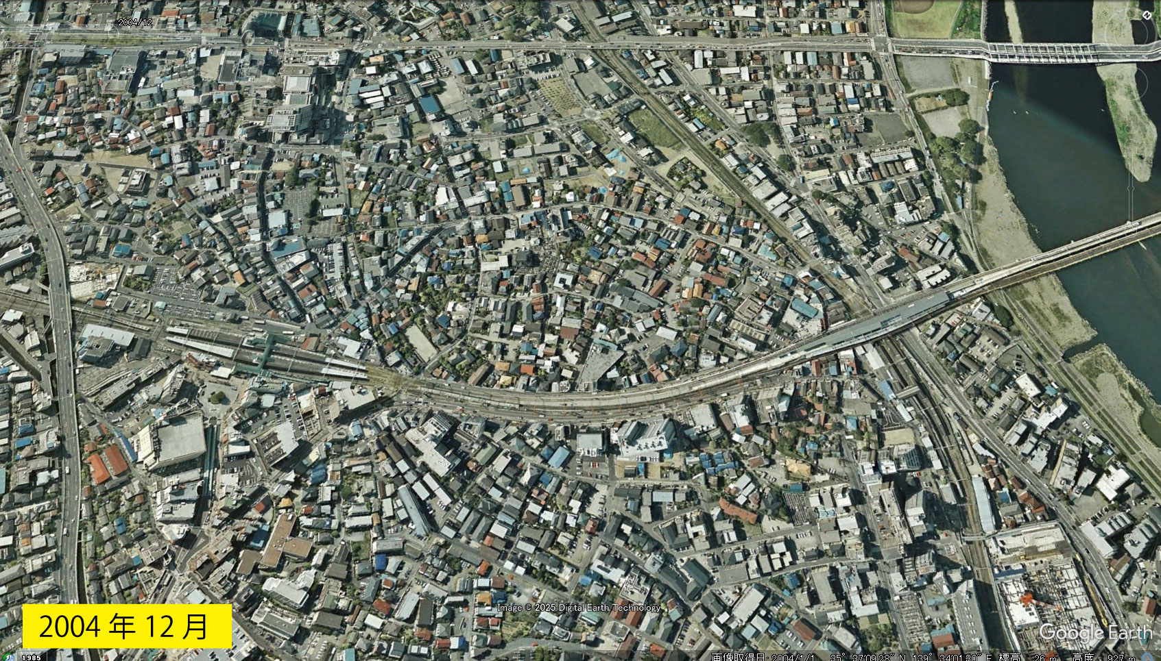 Google Earth 衛星写真(2D)登戸・向ヶ丘遊園 2004年12月