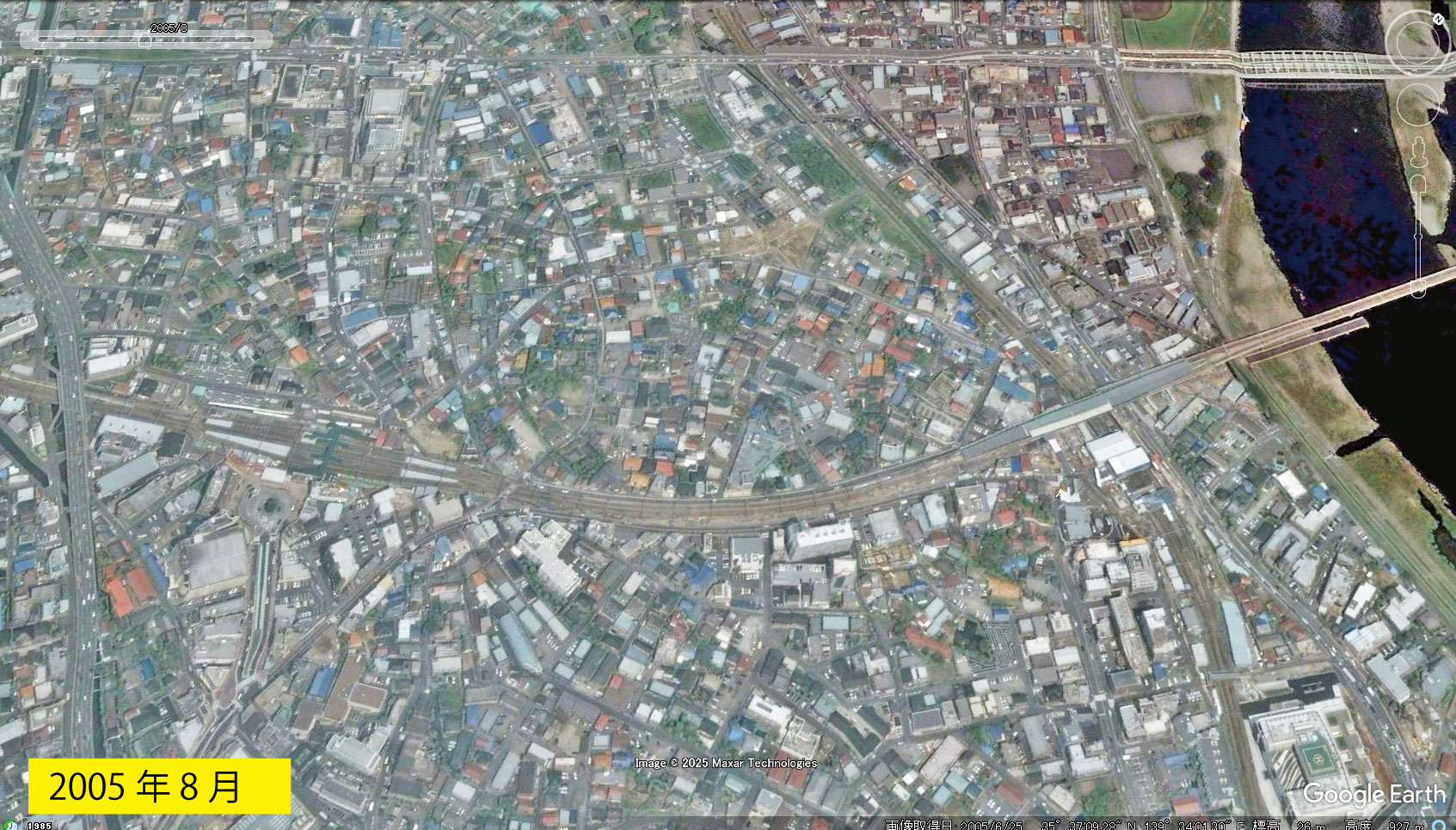 Google Earth 衛星写真(2D)登戸・向ヶ丘遊園 2005年8月