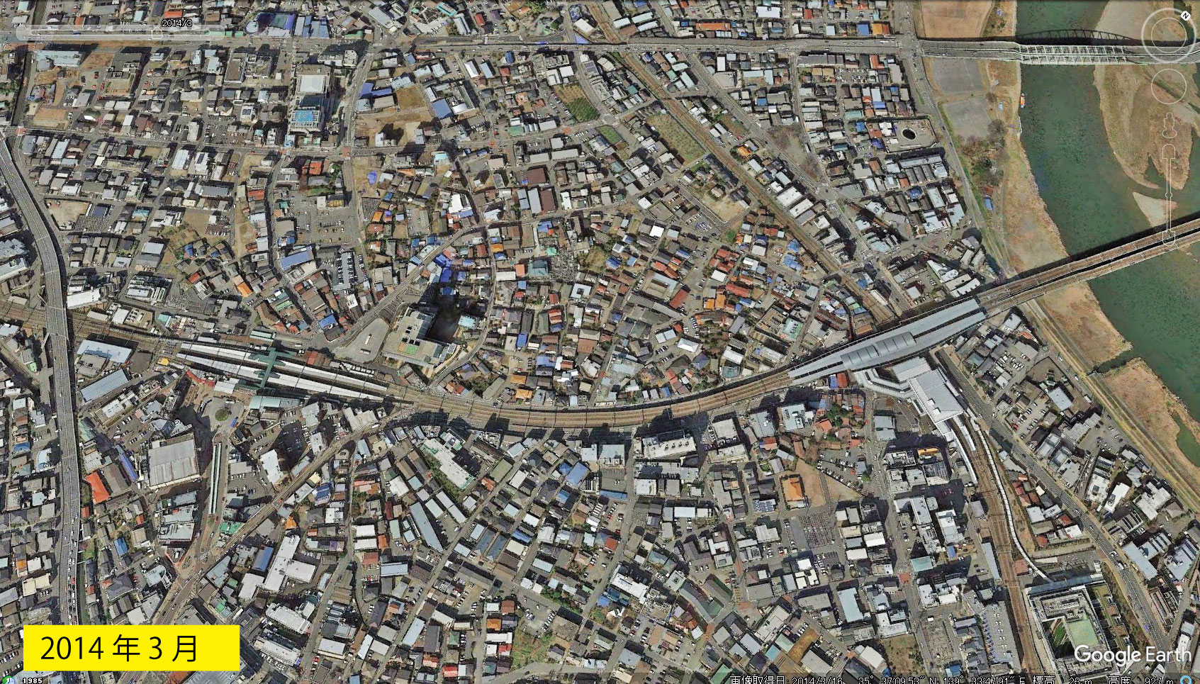 Google Earth 衛星写真(2D)登戸・向ヶ丘遊園 2014年3月