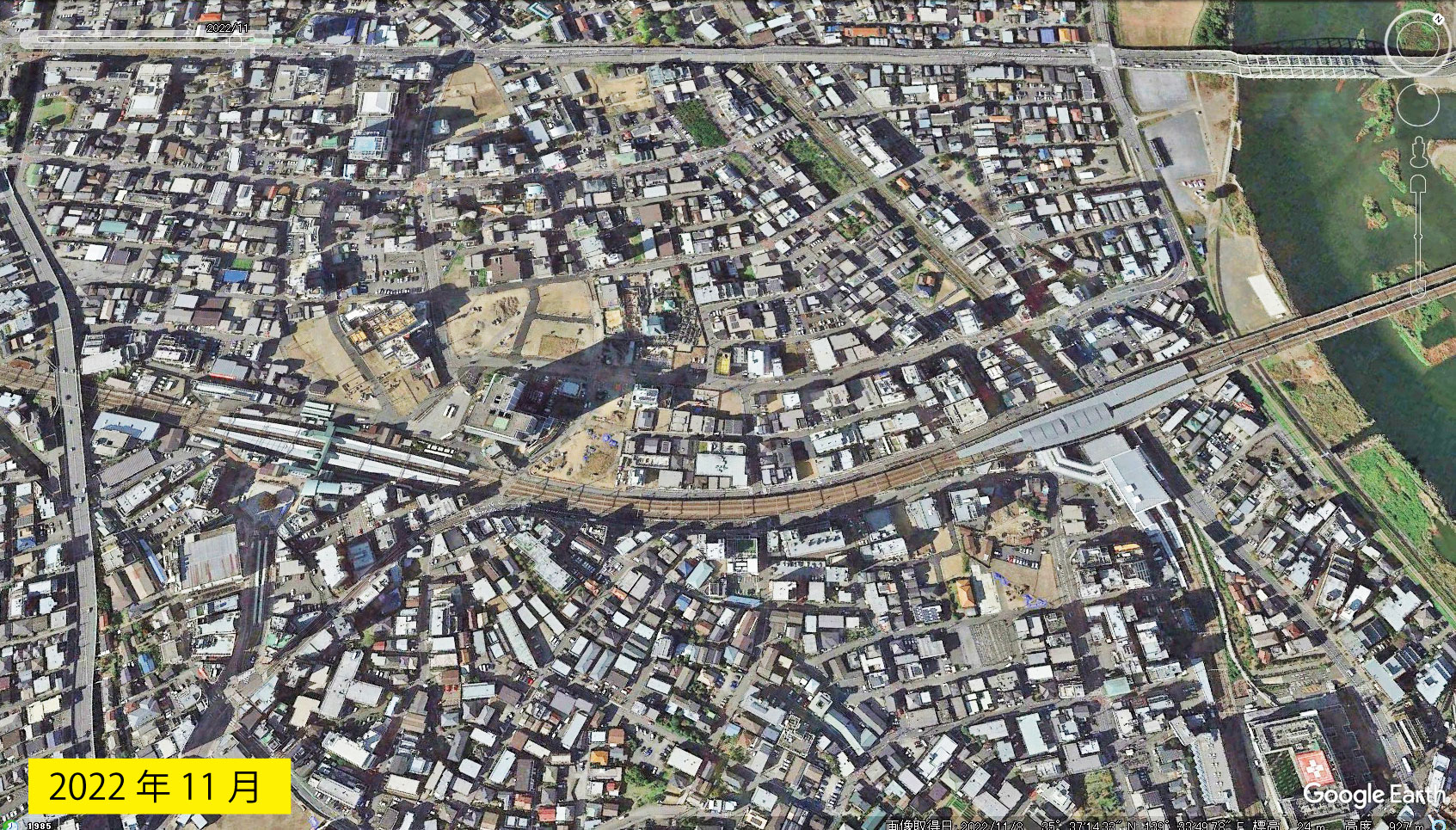 Google Earth 衛星写真(2D)登戸・向ヶ丘遊園 2022年11月