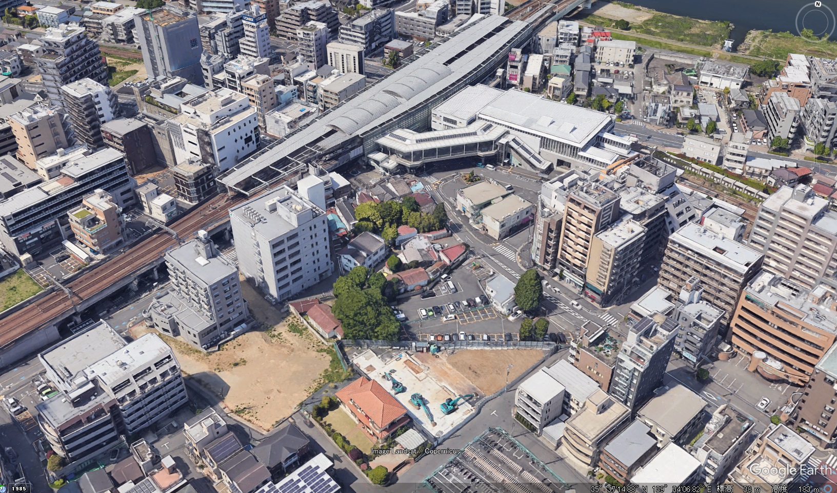 Google Earth 3D 神奈川県 川崎市 登戸駅 南口 駅前 前回表示