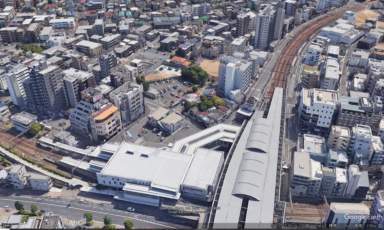 Google Earth 3D 神奈川県 川崎市 登戸駅 南口 駅前 前回表示