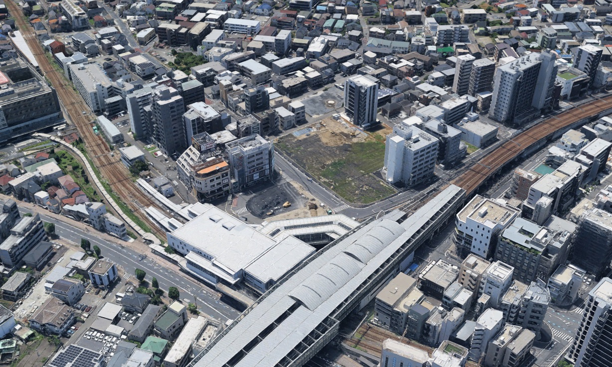 Google Earth 3D 神奈川県 川崎市 登戸駅 南口 駅前 最新