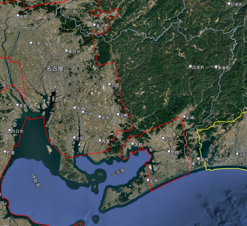 Google Earth 3Dエリア-愛知県全体