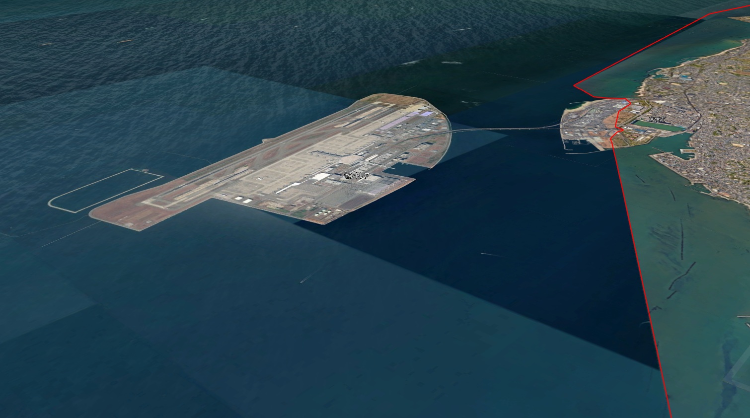 Google Earth 2D表示-中部国際空港(セントレア)愛知県