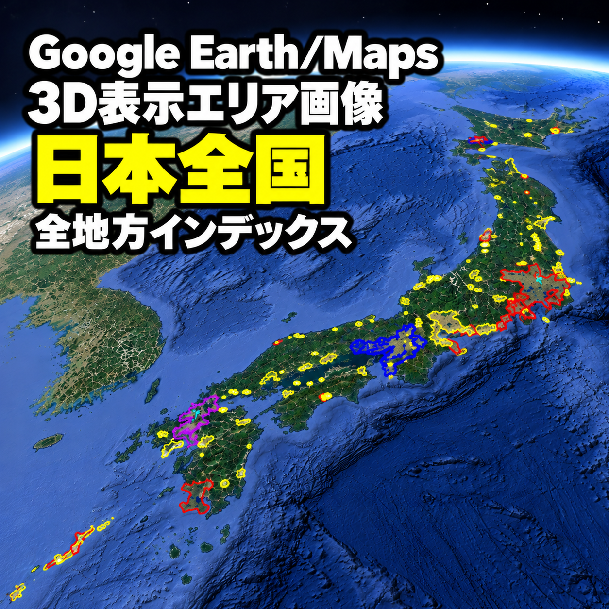 【Google Erath/Maps】日本国内全地方インデックス｜3D表示エリア